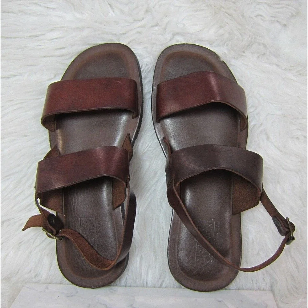 Mercanti Fiorentini Double Strap Leather Sandals Men's Size 11 M Brown Italy